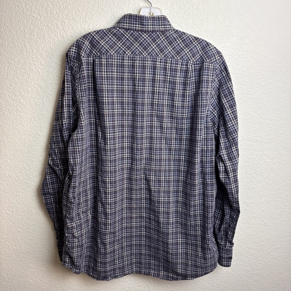 Lacoste 42 Mens Plaid Button Up Shirt L/S Flannel‎ Cotton Casual Brown Grey Top - Picture 3 of 7